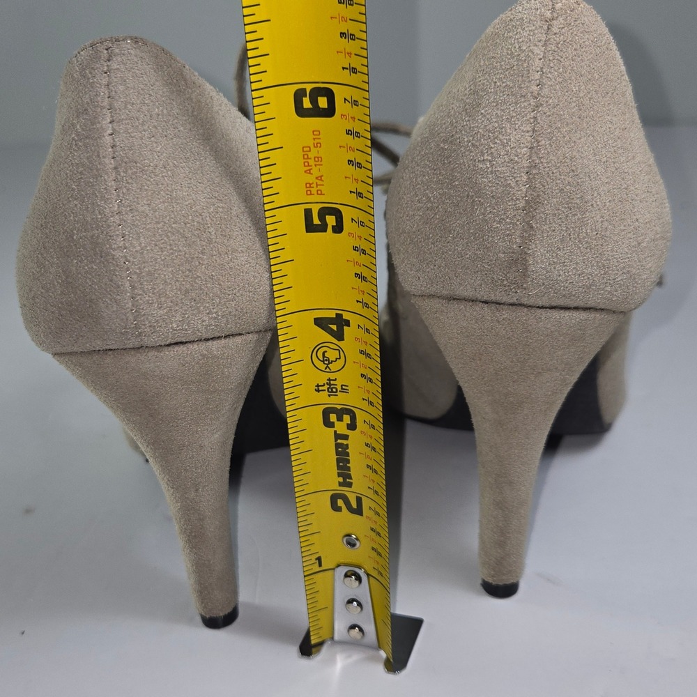 Crown Vintage Bruges leather Cutout Lace Up Heels Beige Women's Size 7.5M - Picture 3 of 11